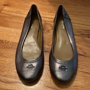 Coach Round Toe Pewter Ballet Flats